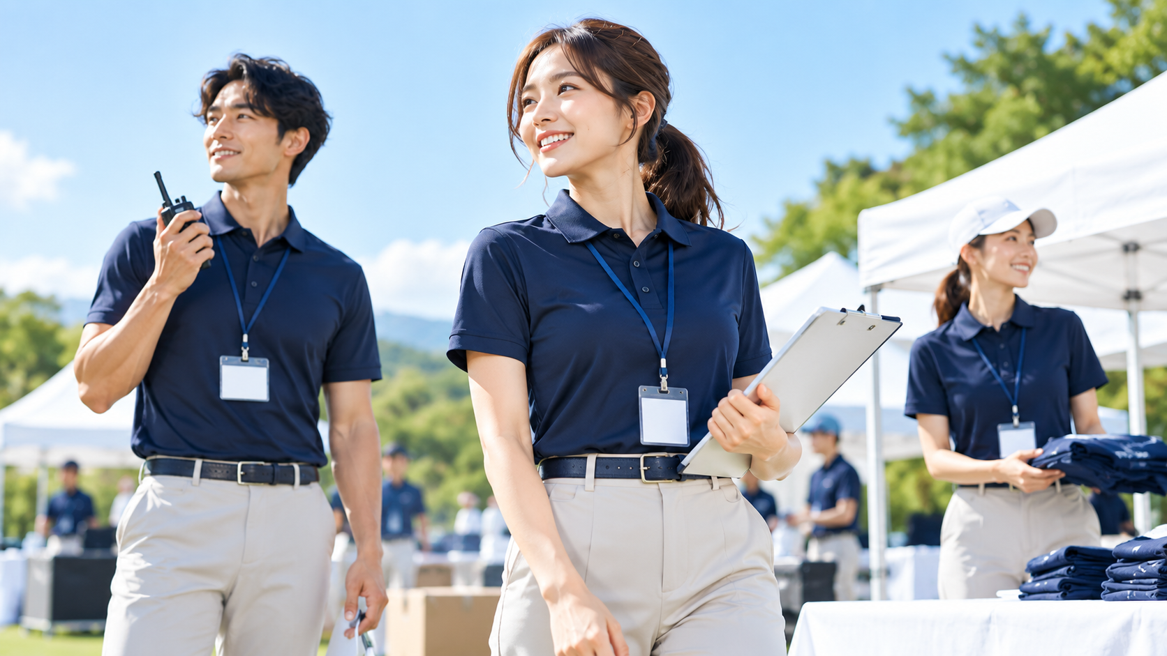 イベント運営で統一ウェアを着用するスタッフ