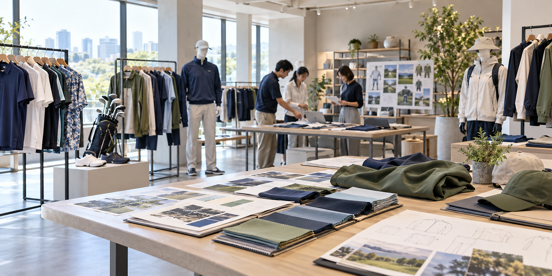 複数のアパレル用途と商品を見せるショールーム